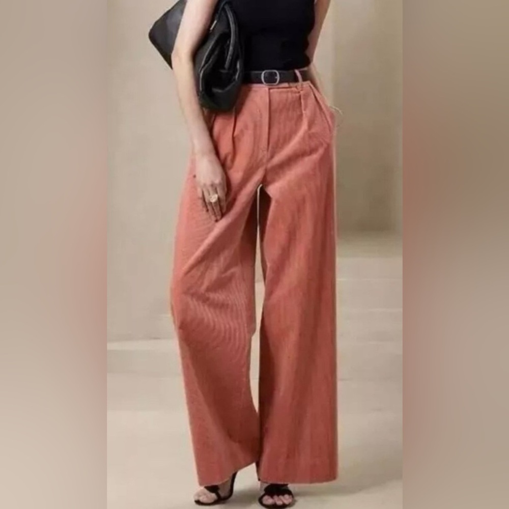 Banana Republic Wide Leg Corduroy Pants in Dusty Rose